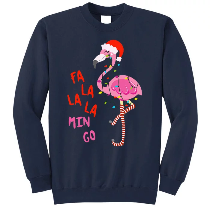 Fa La La Mingo Flamingo Christmas Tropical Xmas Tree Lights Tall Sweatshirt