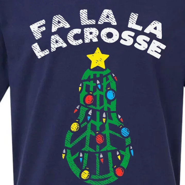 Fa La Lacrosse Funny Christmas Lax Player Goalie Team Gift Sueded Cloud Jersey T-Shirt