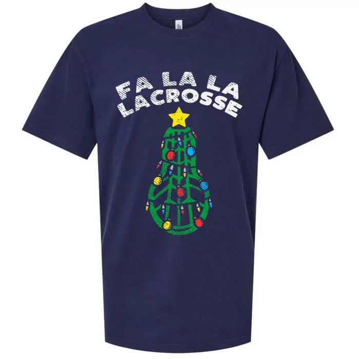 Fa La Lacrosse Funny Christmas Lax Player Goalie Team Gift Sueded Cloud Jersey T-Shirt