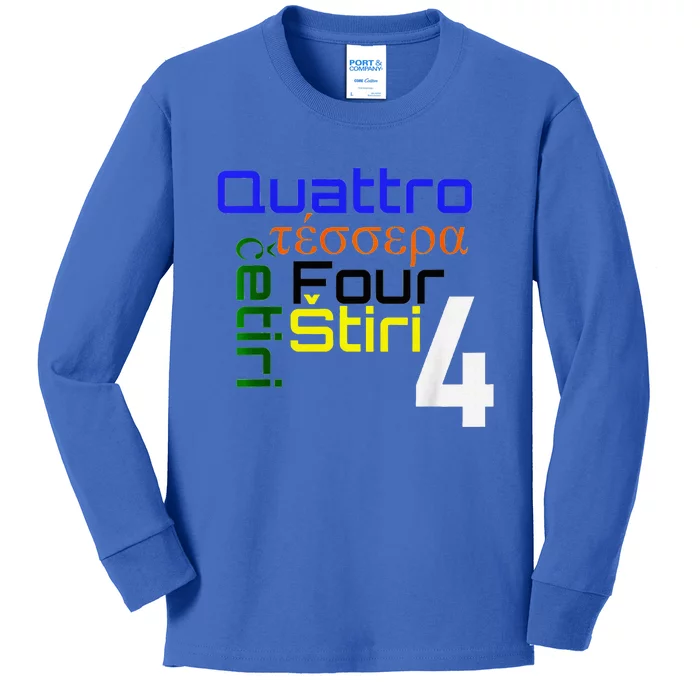 Four Languages Learning Kids Long Sleeve Shirt