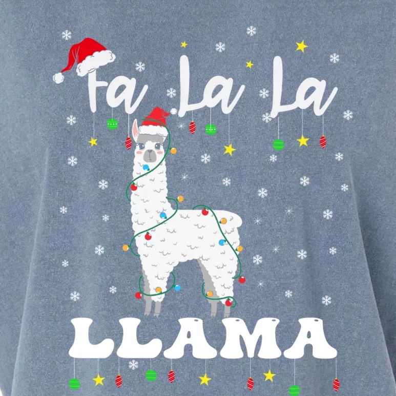 Fa La La Llama Christmas Lamma Lama Tree Lights Santa Family Cool Gift Garment-Dyed Women's Muscle Tee