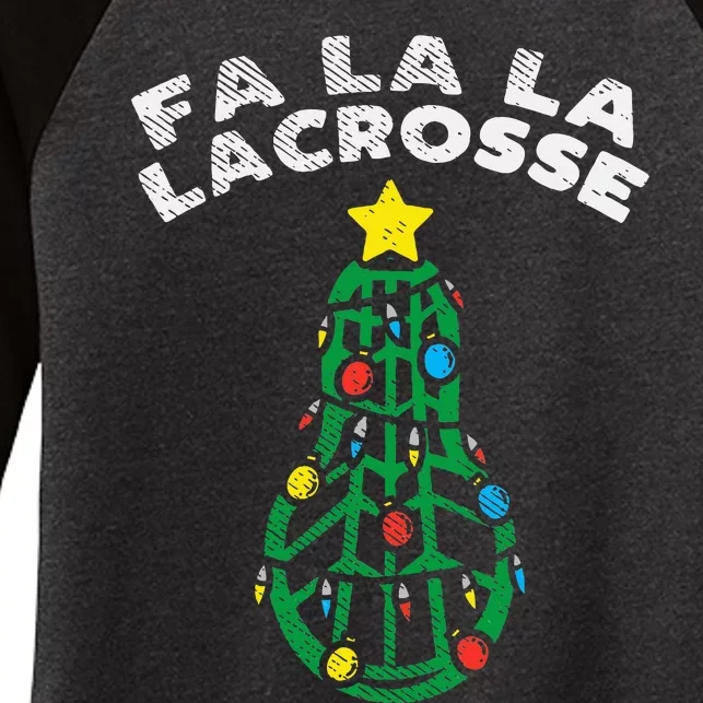 Fa La Lacrosse Christmas Lax Player Goalie Team Women's Tri-Blend 3/4-Sleeve Raglan Shirt