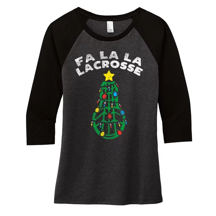 Fa La Lacrosse Christmas Lax Player Goalie Team Women's Tri-Blend 3/4-Sleeve Raglan Shirt