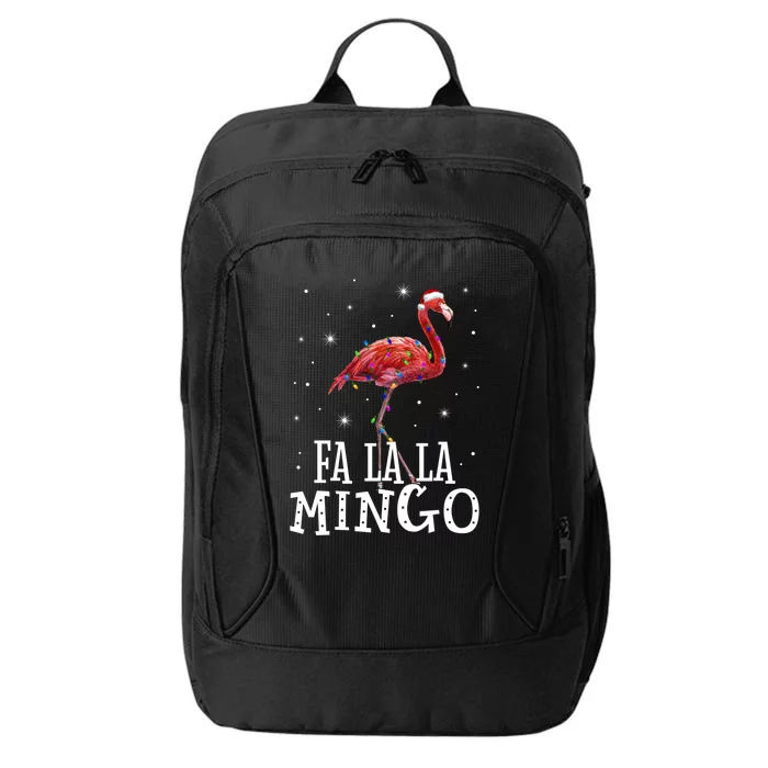 Fa La La Mingo Flamingo Christmas Tree Lights Tropical Xmas Gift City Backpack