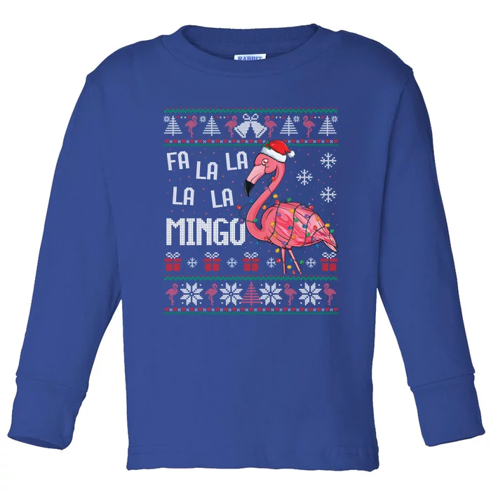 Fa La Lamingo Flamingo Lover Christmas Ugly Sweater Xmas Gift Toddler Long Sleeve Shirt