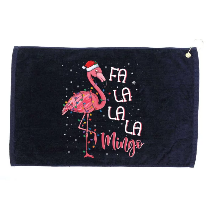 Fa La La Mingo Flamingo Christmas Tree Tropical Xmas Gift Grommeted Golf Towel