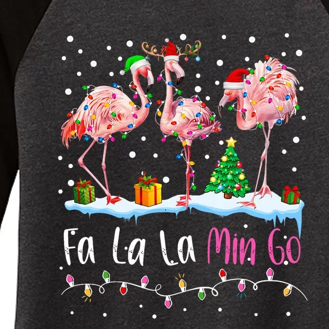 Fa La La La Mingo Flamingo Christmas Women's Tri-Blend 3/4-Sleeve Raglan Shirt