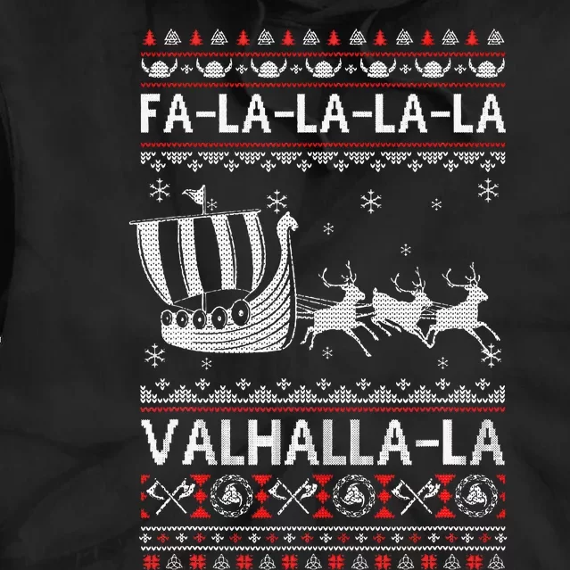 Fa La La Valhalla Viking Ship Ugly Christmas Xmas Tie Dye Hoodie