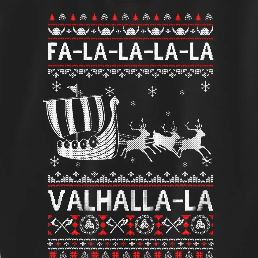 Fa La La Valhalla Viking Ship Ugly Christmas Xmas Kids Sweatshirt