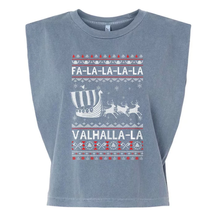 Fa La La Valhalla Viking Ship Ugly Christmas Xmas Garment-Dyed Women's Muscle Tee