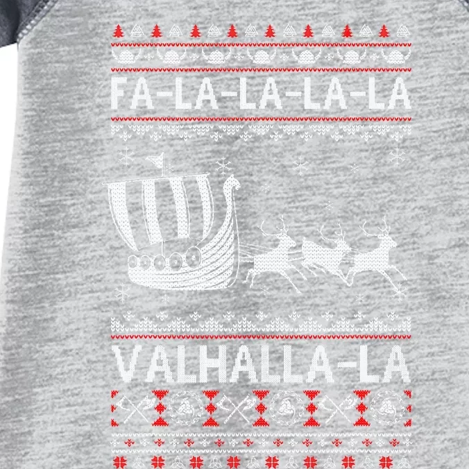 Fa La La Valhalla Viking Ship Ugly Christmas Xmas Infant Baby Jersey Bodysuit