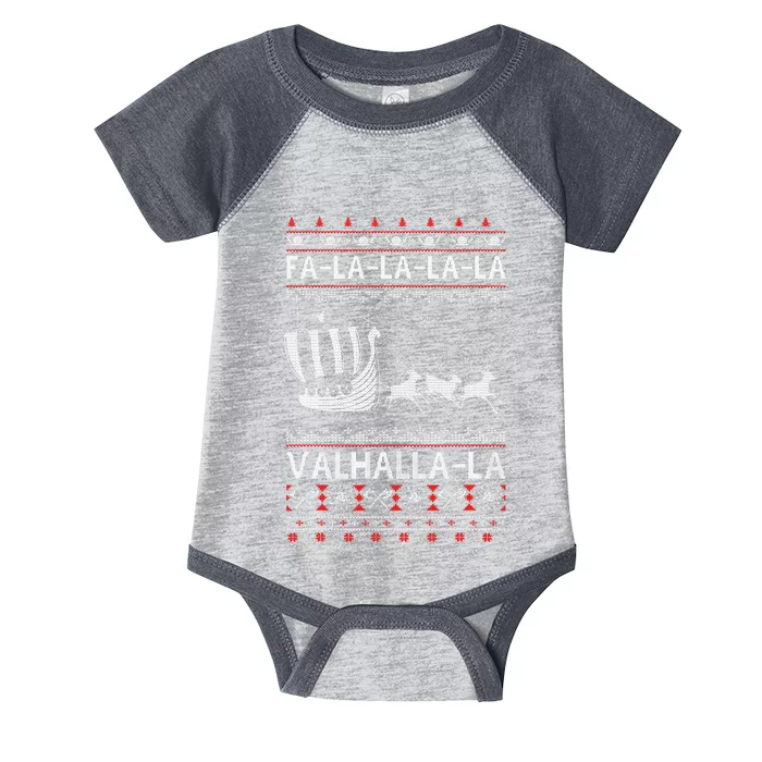 Fa La La Valhalla Viking Ship Ugly Christmas Xmas Infant Baby Jersey Bodysuit