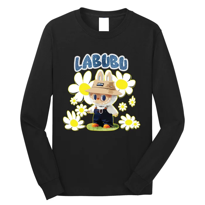 Funny Labubu Lover Cute Labubu Flowers Long Sleeve Shirt