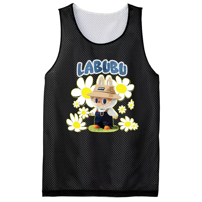 Funny Labubu Lover Cute Labubu Flowers Mesh Reversible Basketball Jersey Tank