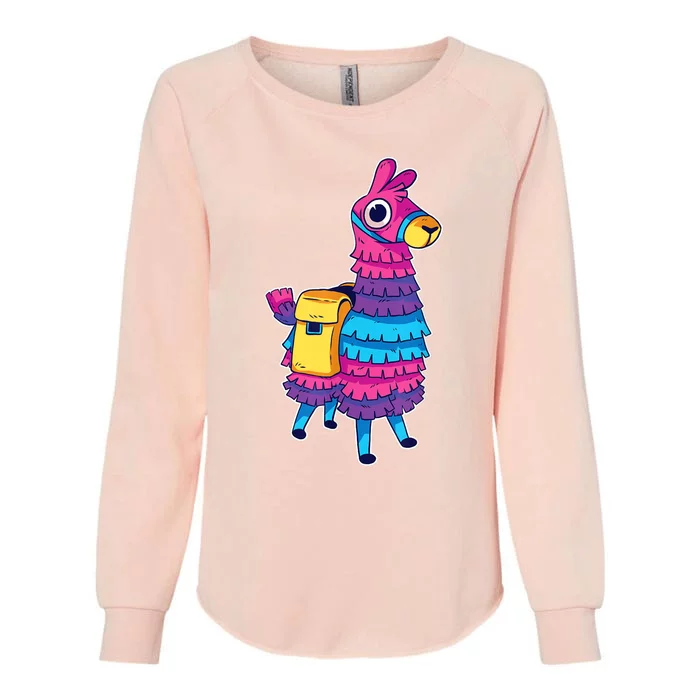 Funny Loot Llama Pinata With Yellow Saddlebag Womens California Wash Sweatshirt