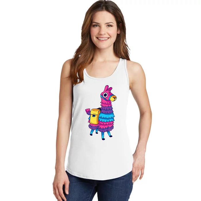 Funny Loot Llama Pinata With Yellow Saddlebag Ladies Essential Tank