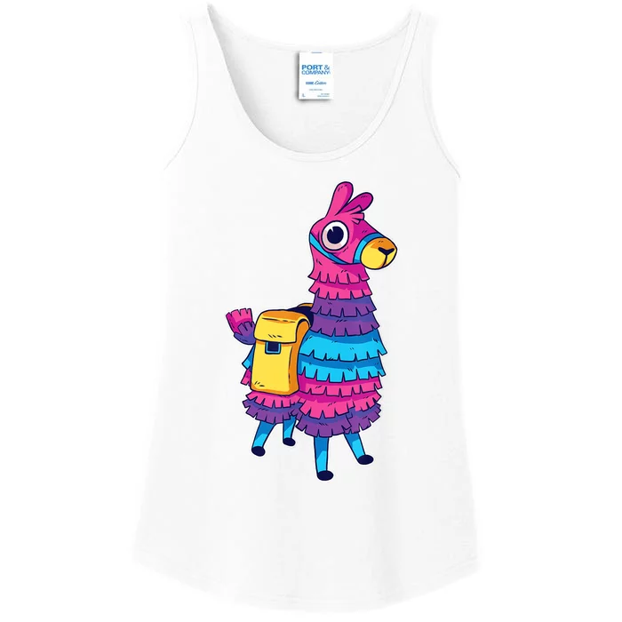 Funny Loot Llama Pinata With Yellow Saddlebag Ladies Essential Tank