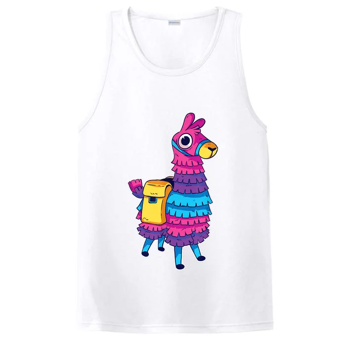 Funny Loot Llama Pinata With Yellow Saddlebag Performance Tank