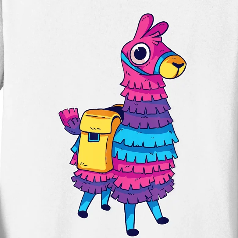 Funny Loot Llama Pinata With Yellow Saddlebag Kids Long Sleeve Shirt