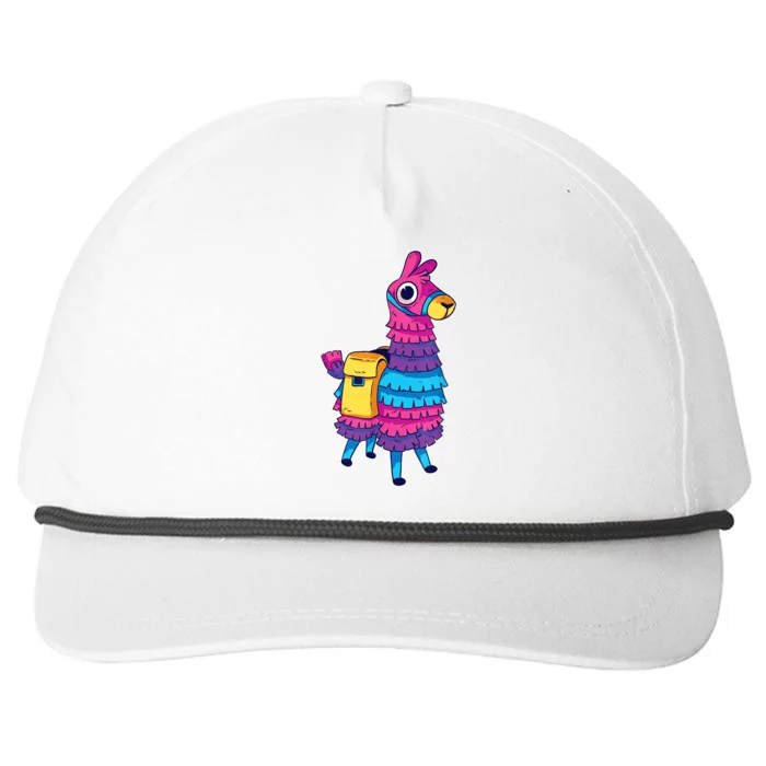 Funny Loot Llama Pinata With Yellow Saddlebag Snapback Five-Panel Rope Hat