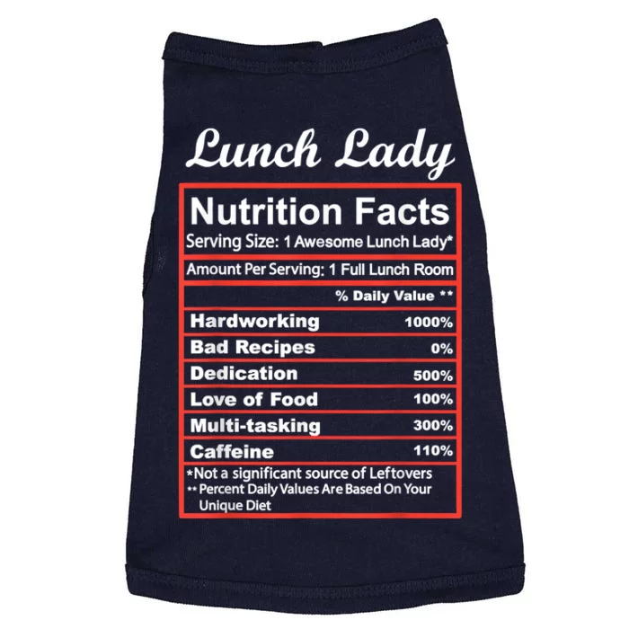 Funny Lunch Lady Nutrition Facts School Cafeteria Cooks Doggie Tank