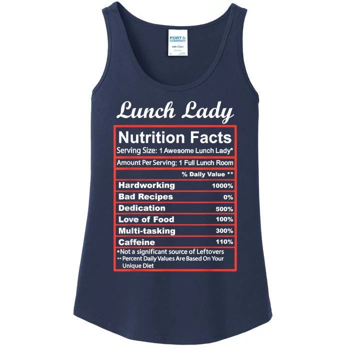 Funny Lunch Lady Nutrition Facts School Cafeteria Cooks Ladies Essential Tank