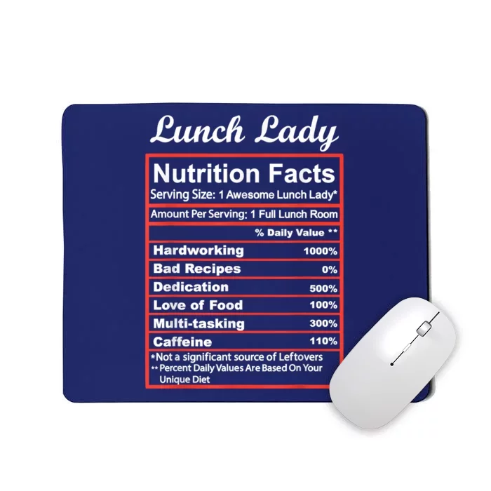 Funny Lunch Lady Nutrition Facts School Cafeteria Cooks Mousepad