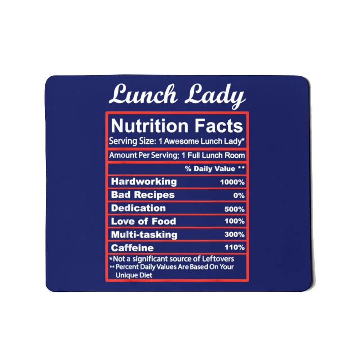 Funny Lunch Lady Nutrition Facts School Cafeteria Cooks Mousepad