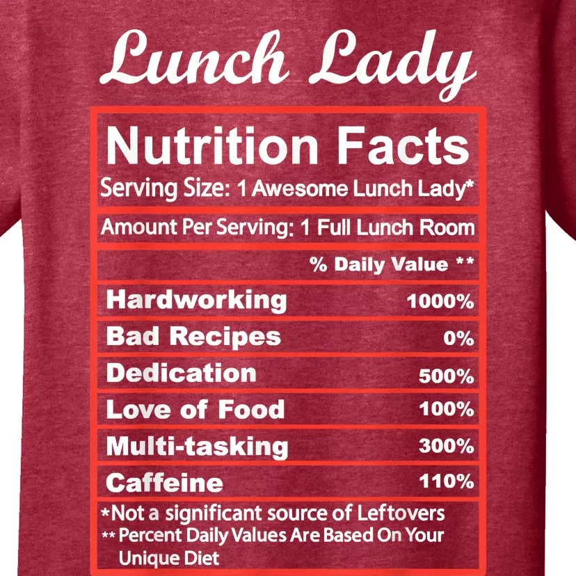 Funny Lunch Lady Nutrition Facts School Cafeteria Cooks T-Shirt