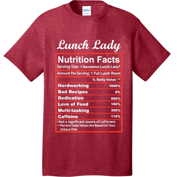 Funny Lunch Lady Nutrition Facts School Cafeteria Cooks T-Shirt