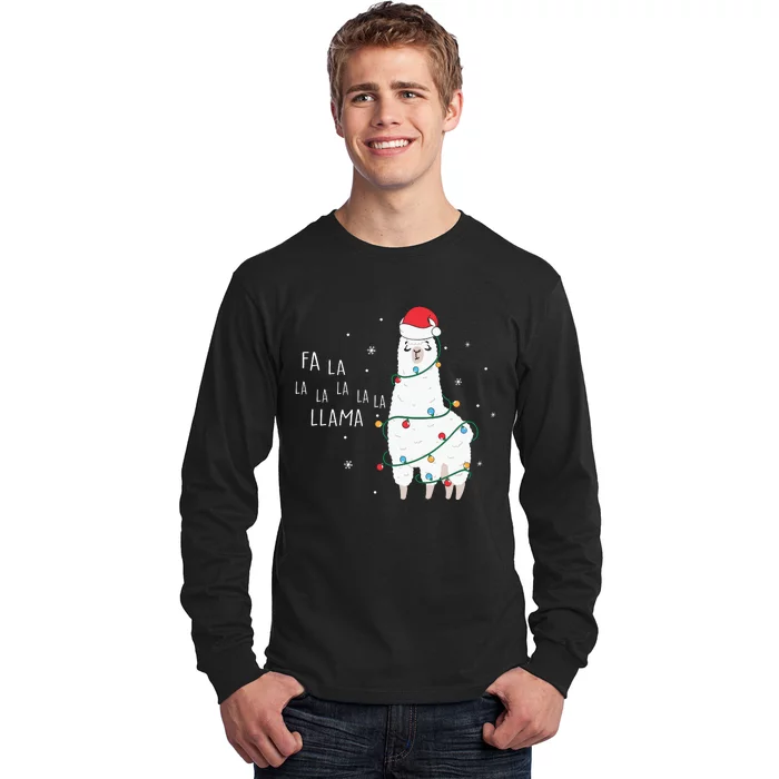 Fa La La Llama Christmas Light Long Sleeve Shirt