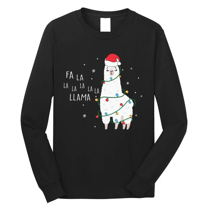 Fa La La Llama Christmas Light Long Sleeve Shirt