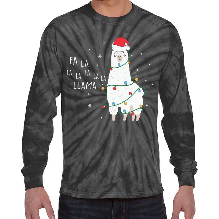 Fa La La Llama Christmas Light Tie-Dye Long Sleeve Shirt