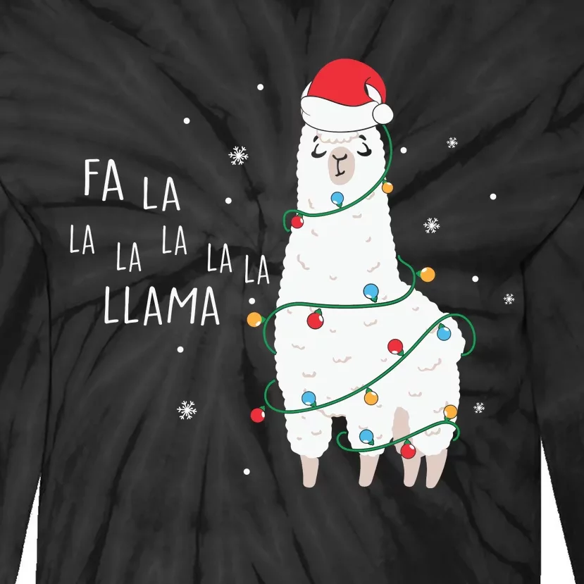 Fa La La Llama Christmas Light Tie-Dye Long Sleeve Shirt