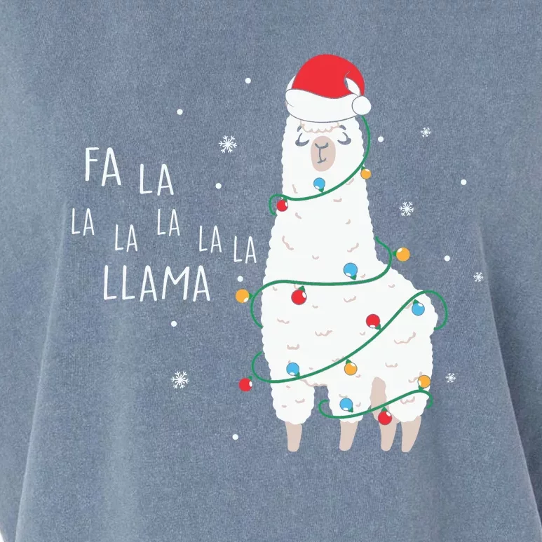 Fa La La Llama Christmas Light Garment-Dyed Women's Muscle Tee