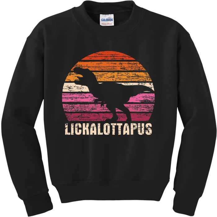 Funny Lesbian Lickalottapus Dinosaurs LGBTQ Pride Flag Retro Kids Sweatshirt