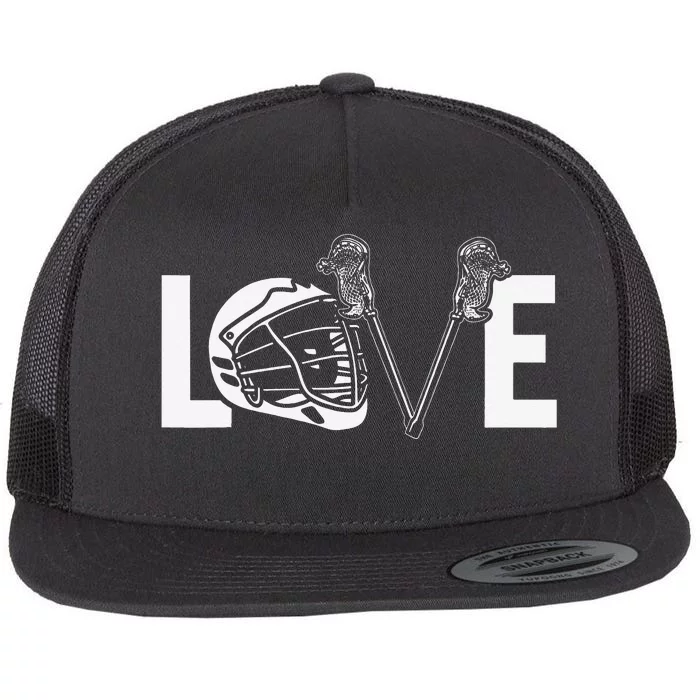 Funny Lacrosse Lover LAX LOVE Lacrosse Player Flat Bill Trucker Hat