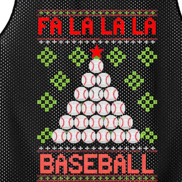 Fa La La La Baseball Christmas Funny Gift Ugly Xmas Tree Mesh Reversible Basketball Jersey Tank