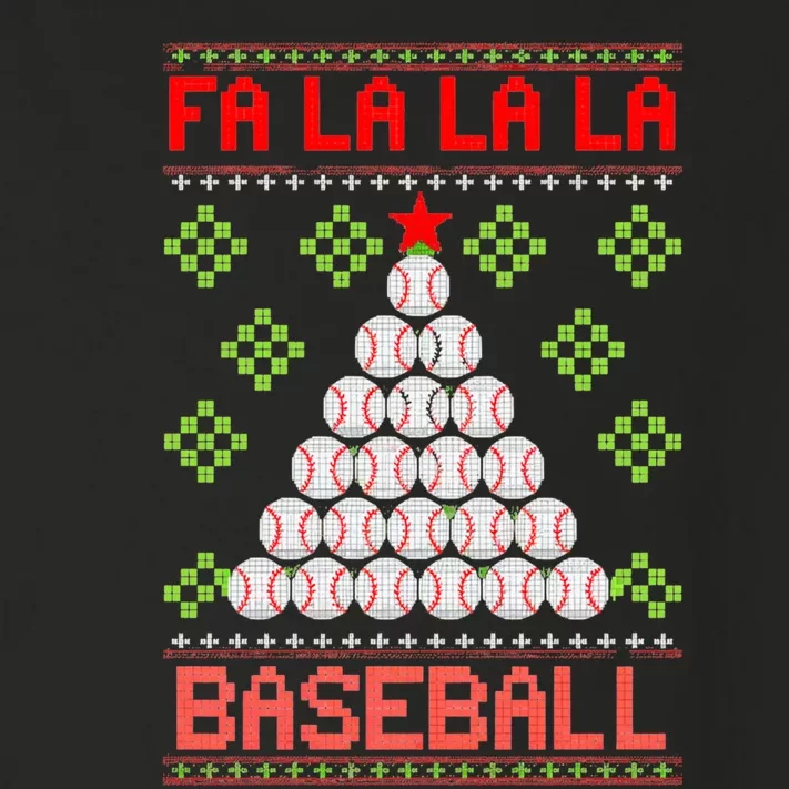 Fa La La La Baseball Christmas Funny Gift Ugly Xmas Tree Toddler Long Sleeve Shirt