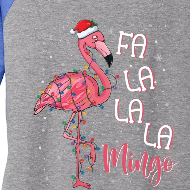 Fa La La Mingo Flamingo Christmas Tree Tropical Xmas Gift Women's Tri-Blend 3/4-Sleeve Raglan Shirt