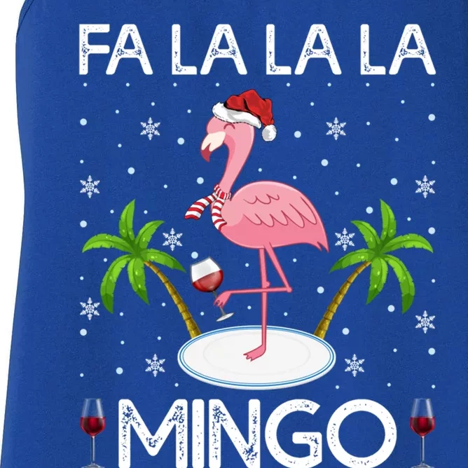 Fa La La La Mingo Christmas Day Santa Pink Flamingo Xmas Gift Women's Racerback Tank