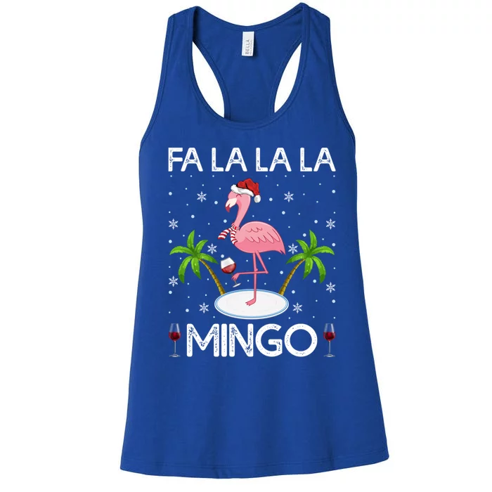 Fa La La La Mingo Christmas Day Santa Pink Flamingo Xmas Gift Women's Racerback Tank