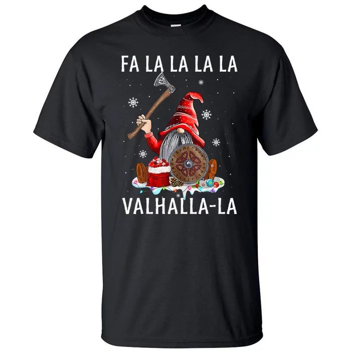 Fa La La Valhalla Xmas Gnome Beard Viking Weapon Christmas Tall T-Shirt