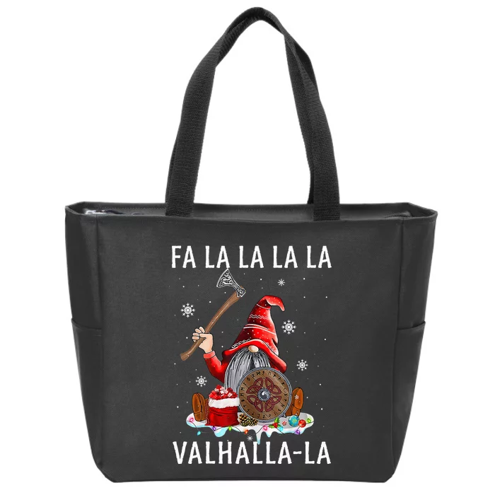 Fa La La Valhalla Xmas Gnome Beard Viking Weapon Christmas Zip Tote Bag