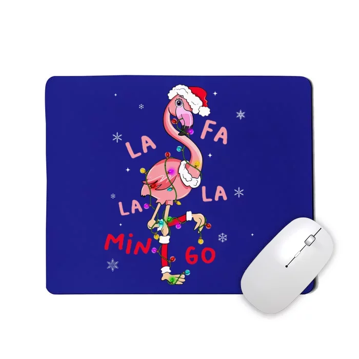 Fa La La Mingo Flamingo Christmas Tree Lights Tropical Xmas Mousepad