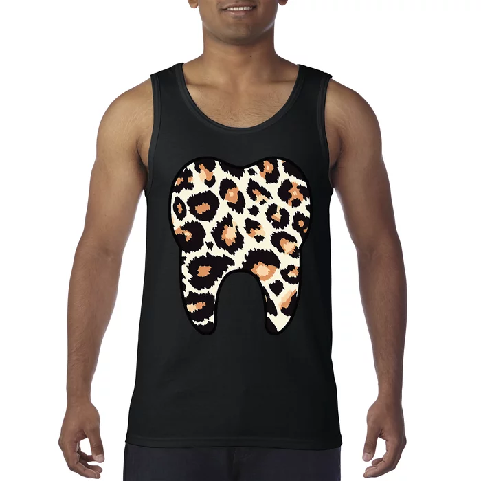 Funny Leopard Leo Dental Hygienist Teeth Assistant Dentistry Tank Top