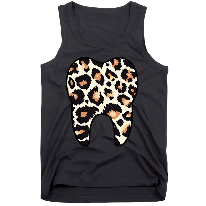 Funny Leopard Leo Dental Hygienist Teeth Assistant Dentistry Tank Top