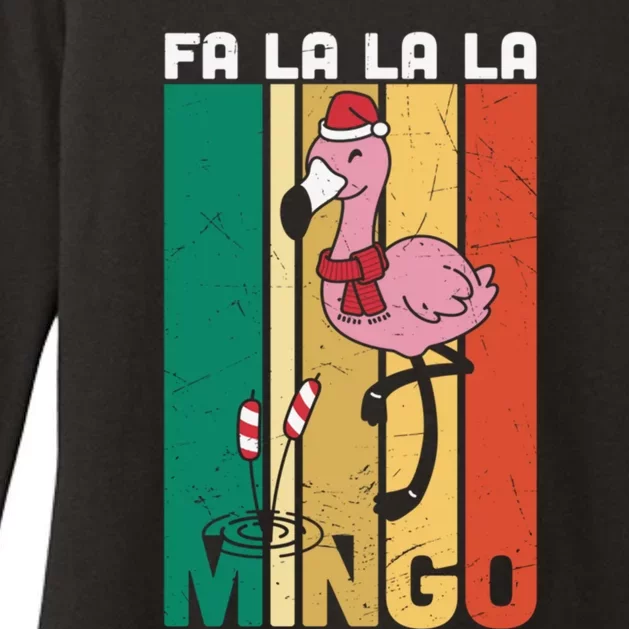 Fa La La La Mingo Flamingo Christmas In July Summer Xmas Cute Gift Womens CVC Long Sleeve Shirt