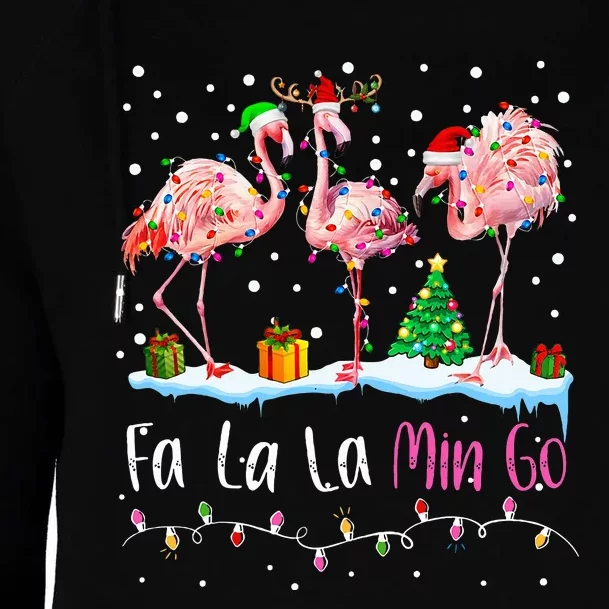 Fa La La La Mingo Flamingo Christmas Womens Funnel Neck Pullover Hood