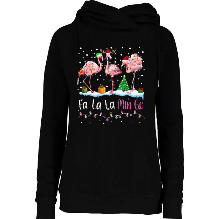 Fa La La La Mingo Flamingo Christmas Womens Funnel Neck Pullover Hood